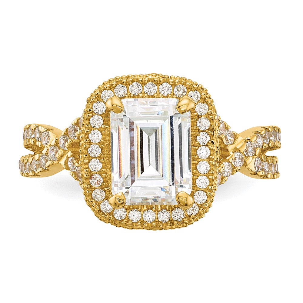 10K Yellow Gold Tiara Collection Polished CZ Ring