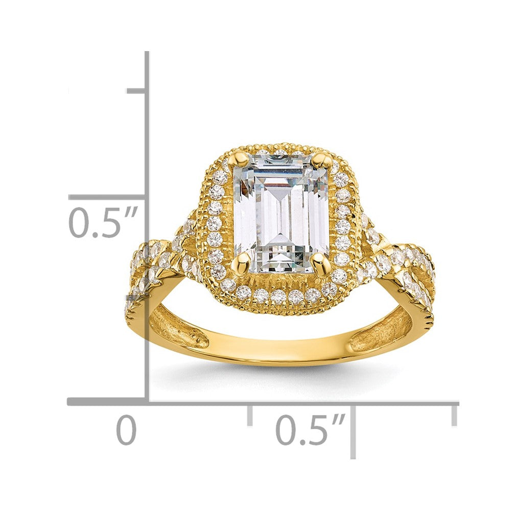 10K Yellow Gold Tiara Collection Polished CZ Ring