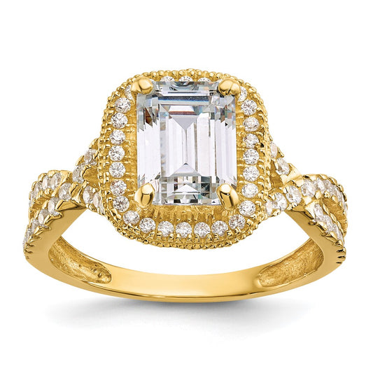 10K Yellow Gold Tiara Collection Polished CZ Ring