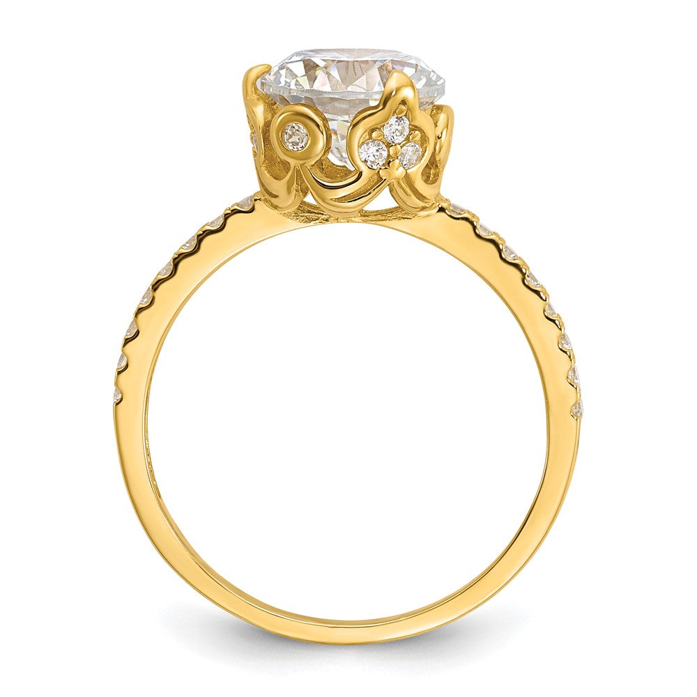 10K Yellow Gold Tiara Collection Polished CZ Ring