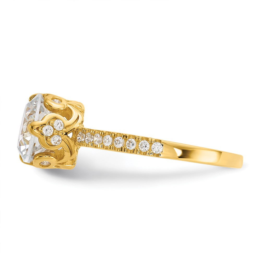 10K Yellow Gold Tiara Collection Polished CZ Ring