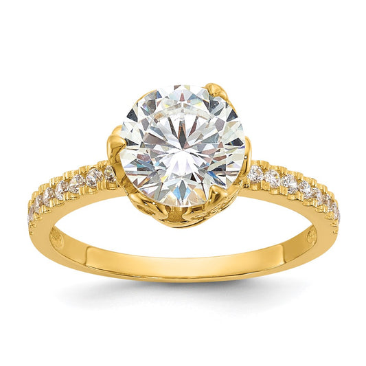 10K Yellow Gold Tiara Collection Polished CZ Ring