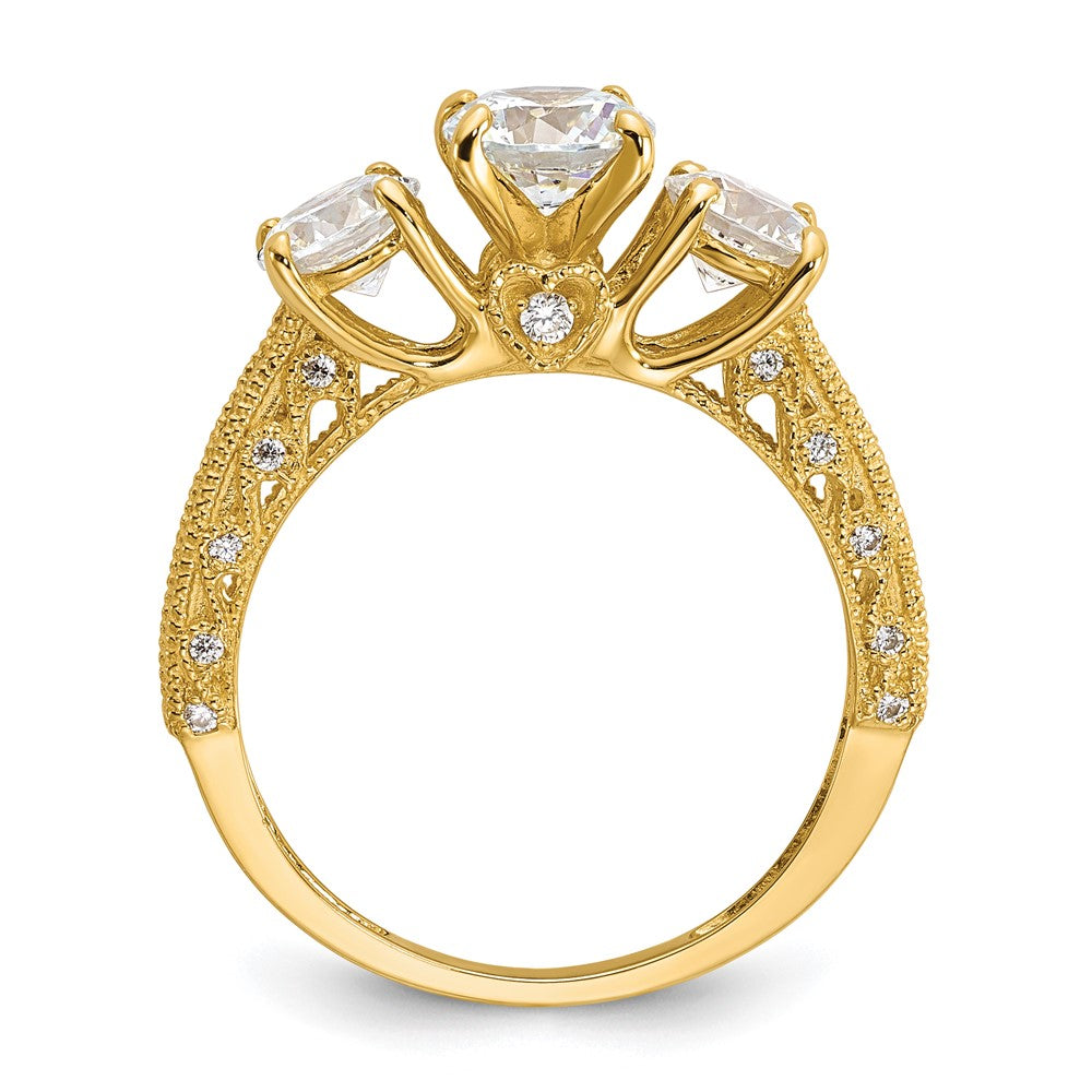 10K Yellow Gold Tiara Collection Polished CZ Ring