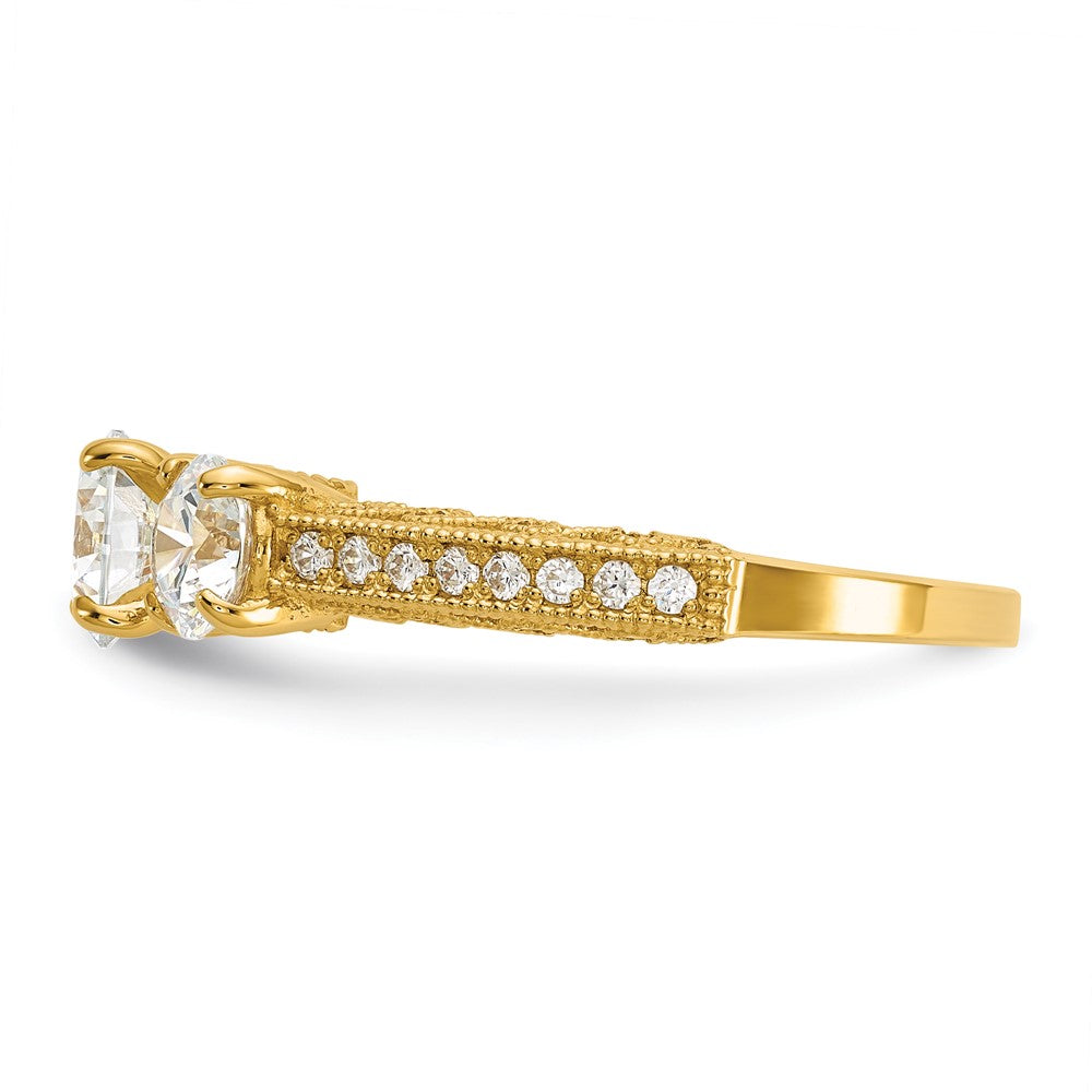 10K Yellow Gold Tiara Collection Polished CZ Ring