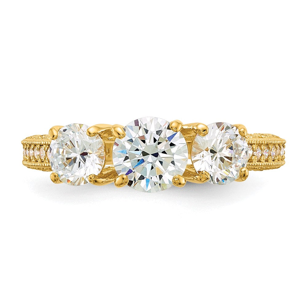 10K Yellow Gold Tiara Collection Polished CZ Ring