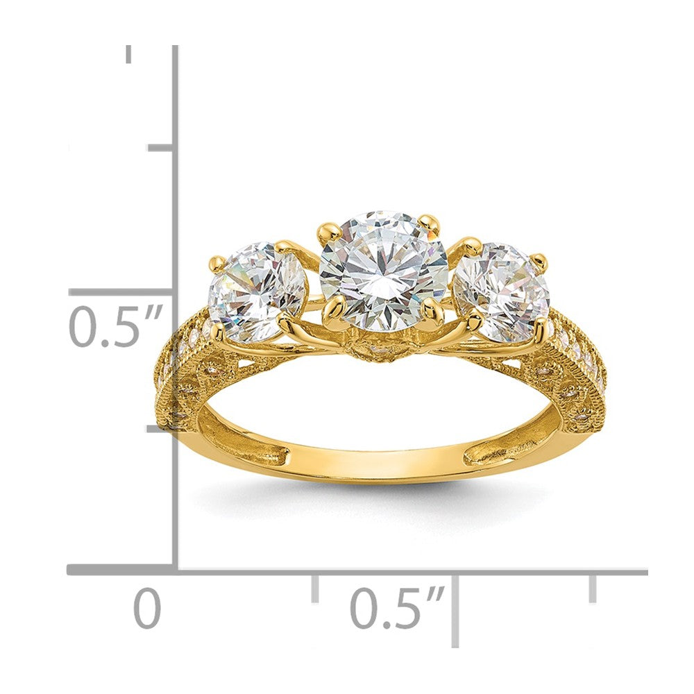 10K Yellow Gold Tiara Collection Polished CZ Ring