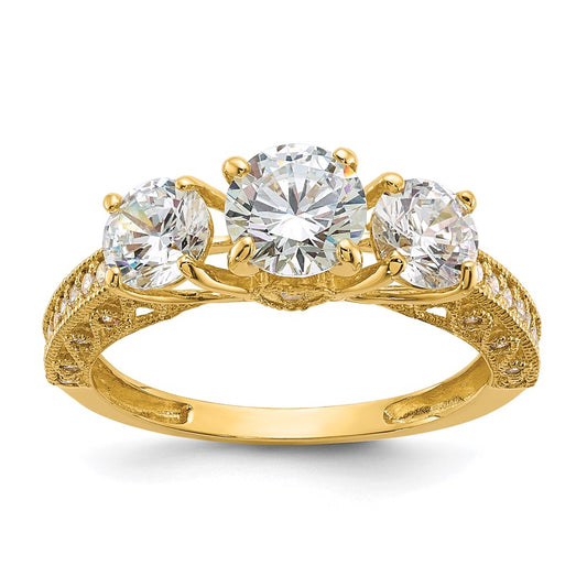 10K Yellow Gold Tiara Collection Polished CZ Ring