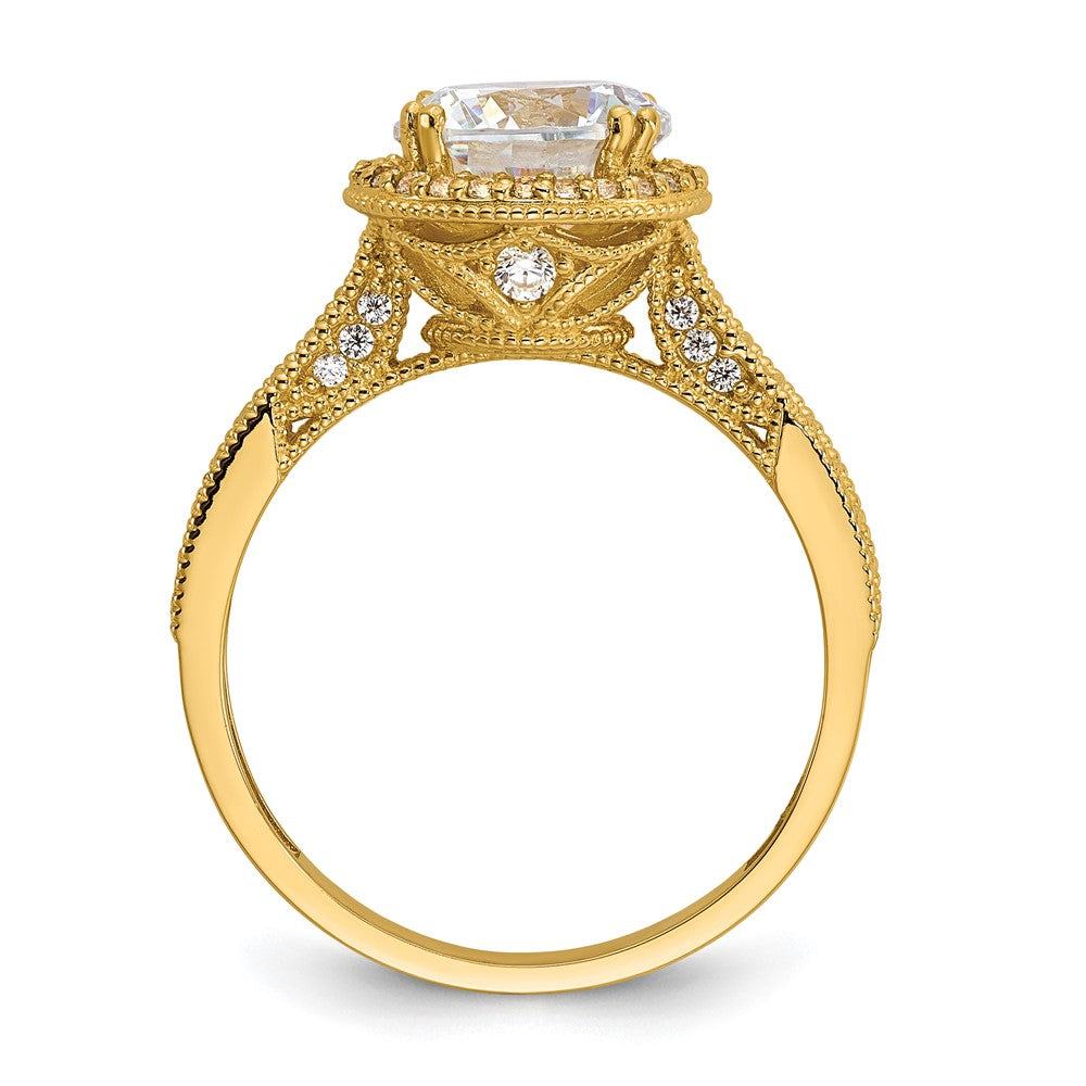 10K Yellow Gold Tiara Collection Polished CZ Ring