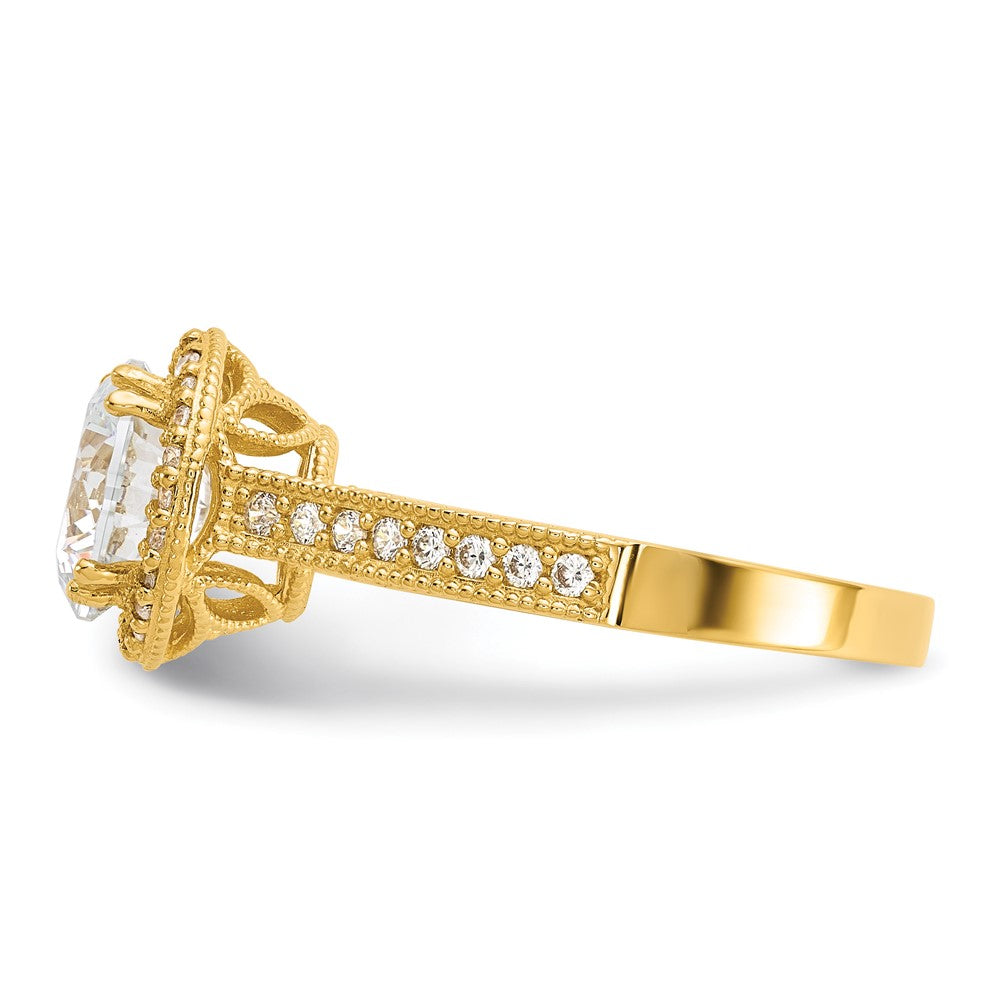 10K Yellow Gold Tiara Collection Polished CZ Ring