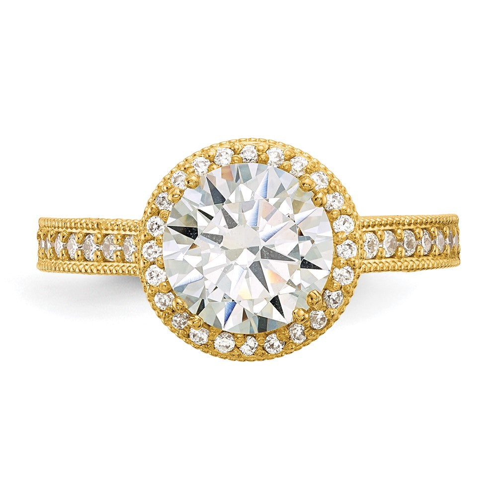 10K Yellow Gold Tiara Collection Polished CZ Ring