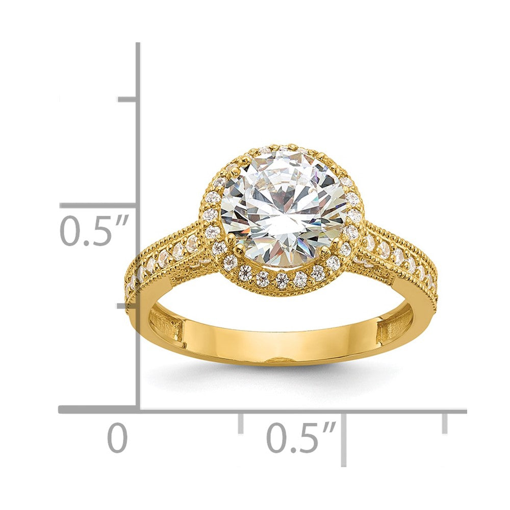 10K Yellow Gold Tiara Collection Polished CZ Ring