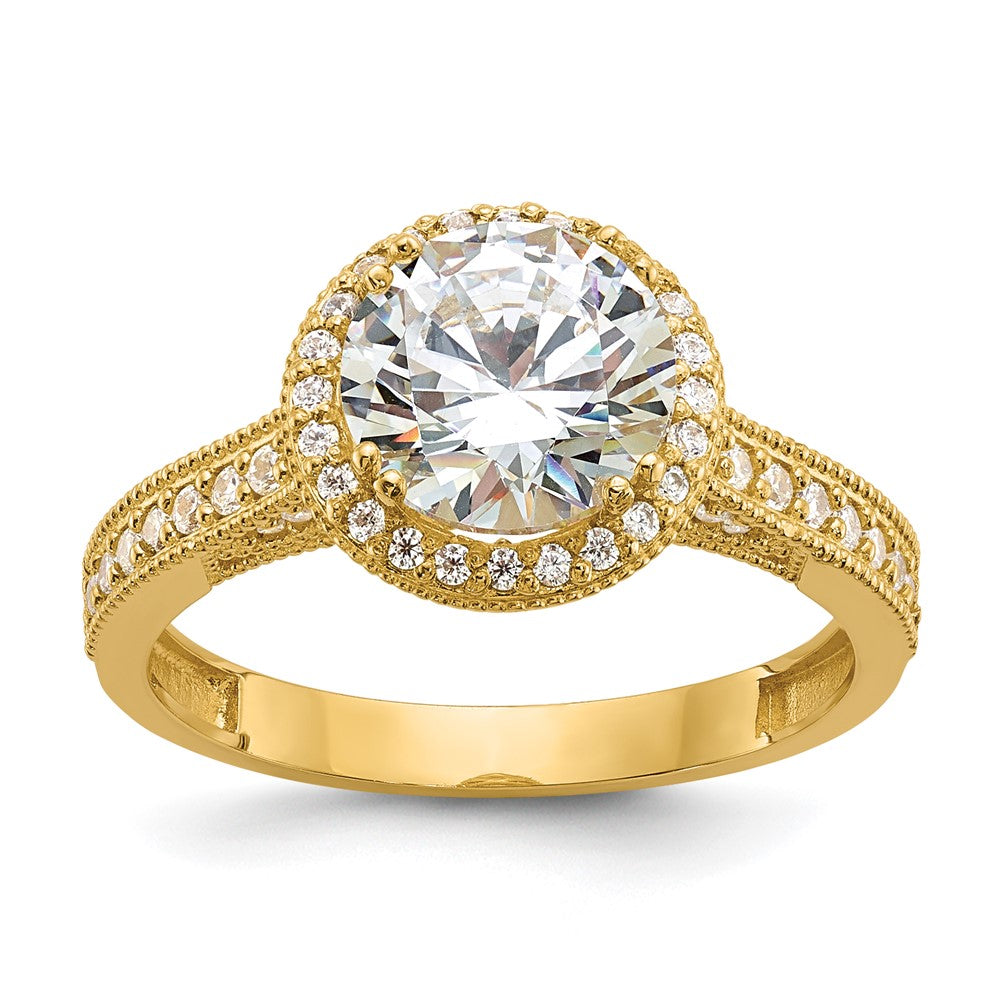 10K Yellow Gold Tiara Collection Polished CZ Ring