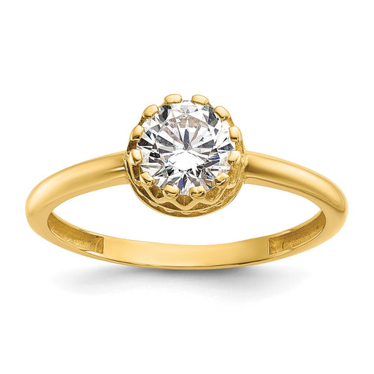 10K Yellow Gold Tiara Collection Polished CZ Ring