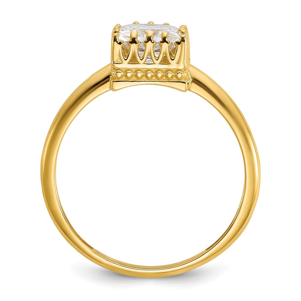 10K Yellow Gold Tiara Collection Polished Square CZ Ring