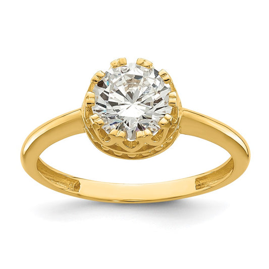 10K Yellow Gold Tiara Collection Polished CZ Ring