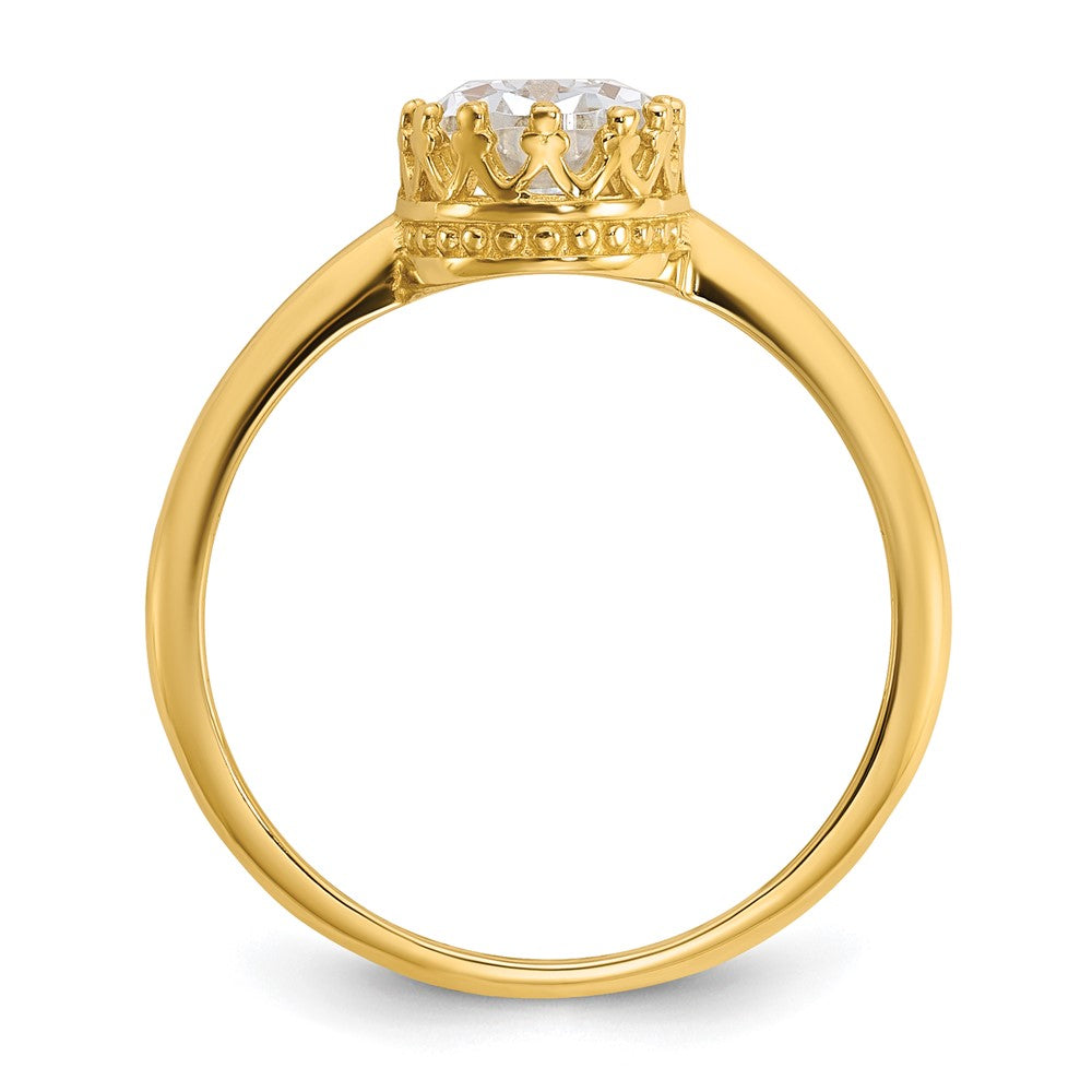 10K Yellow Gold Tiara Collection Polished Oval CZ Ring