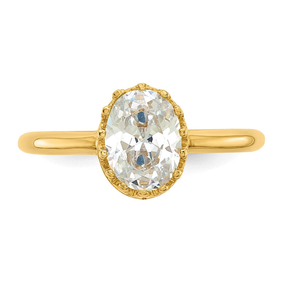 10K Yellow Gold Tiara Collection Polished Oval CZ Ring