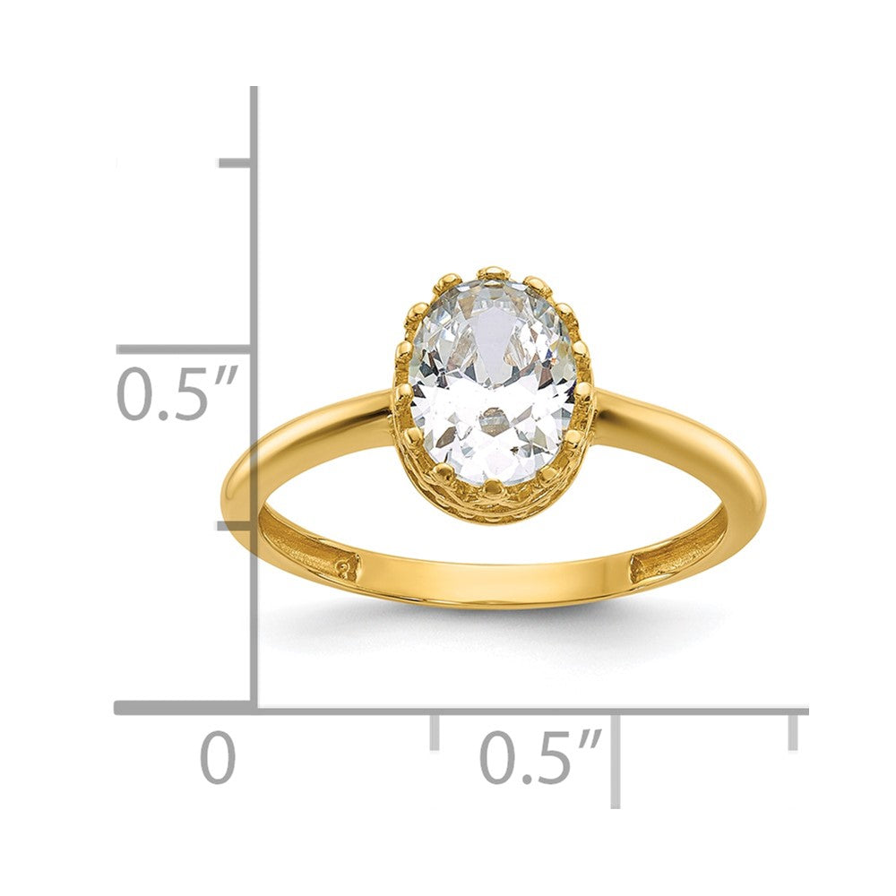 10K Yellow Gold Tiara Collection Polished Oval CZ Ring