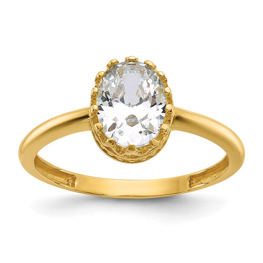 10K Yellow Gold Tiara Collection Polished Oval CZ Ring