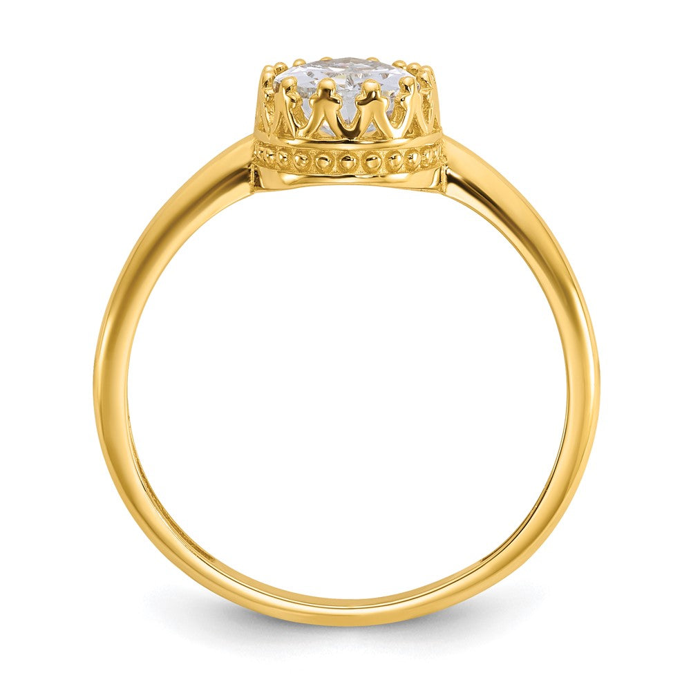 10K Yellow Gold Tiara Collection Polished Pear CZ Ring