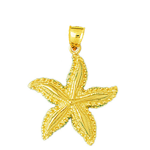 14K Gold Tropical Starfish Pendant