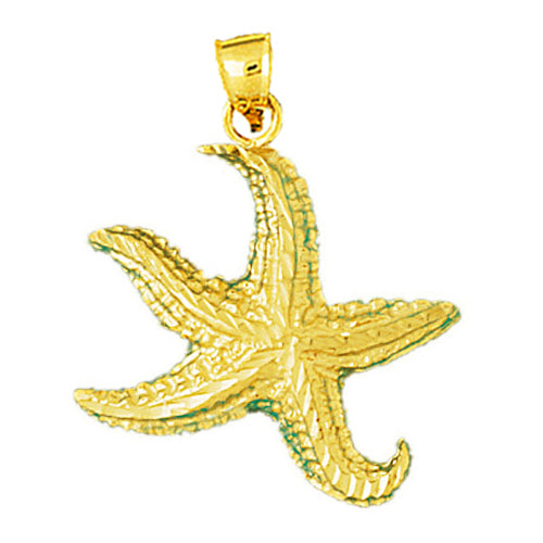 14K Gold Twirl Starfish Pendant