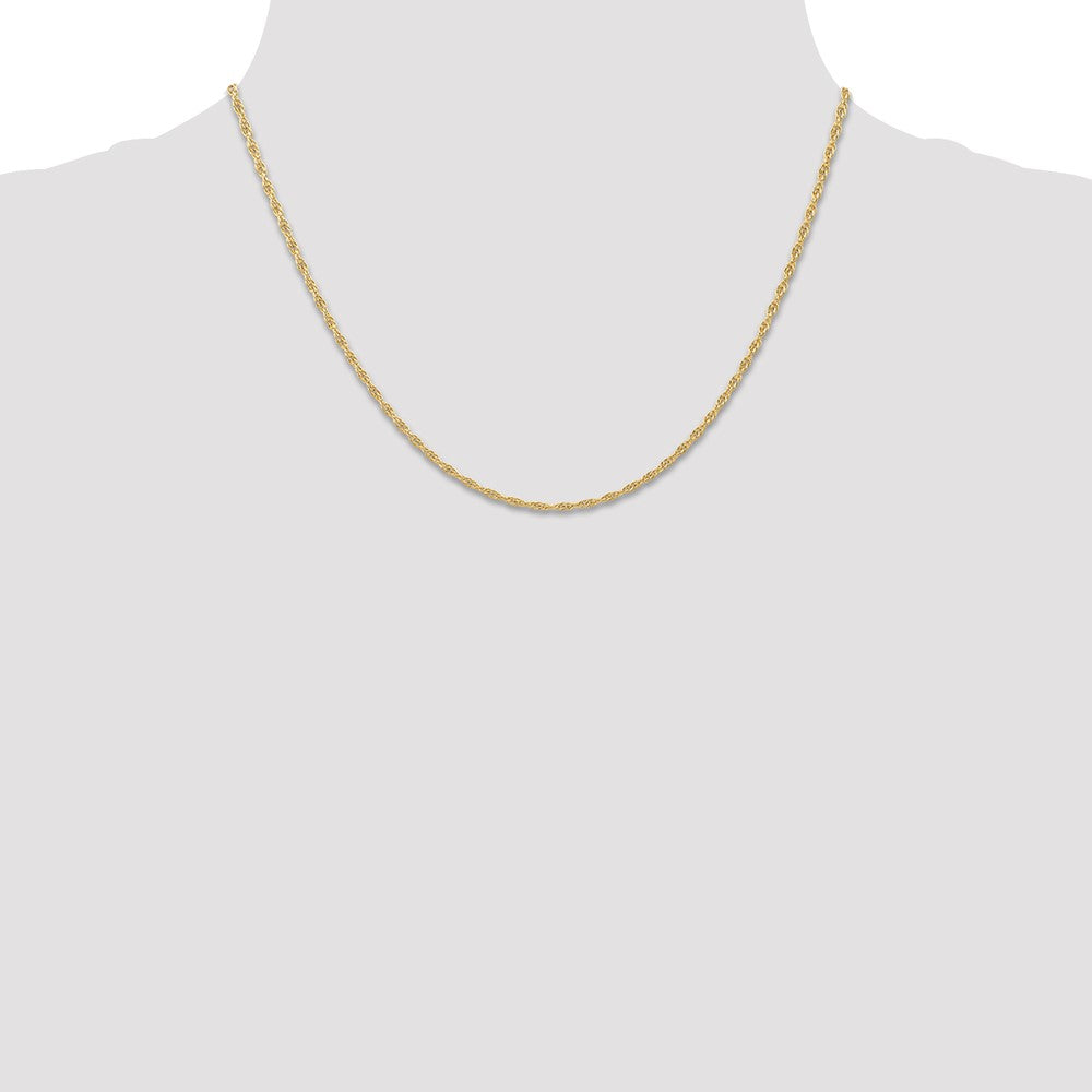 14K Yellow Gold 18 inch Carded 1.55mm Cable Rope with Spring Ring Clasp Chain Necklace