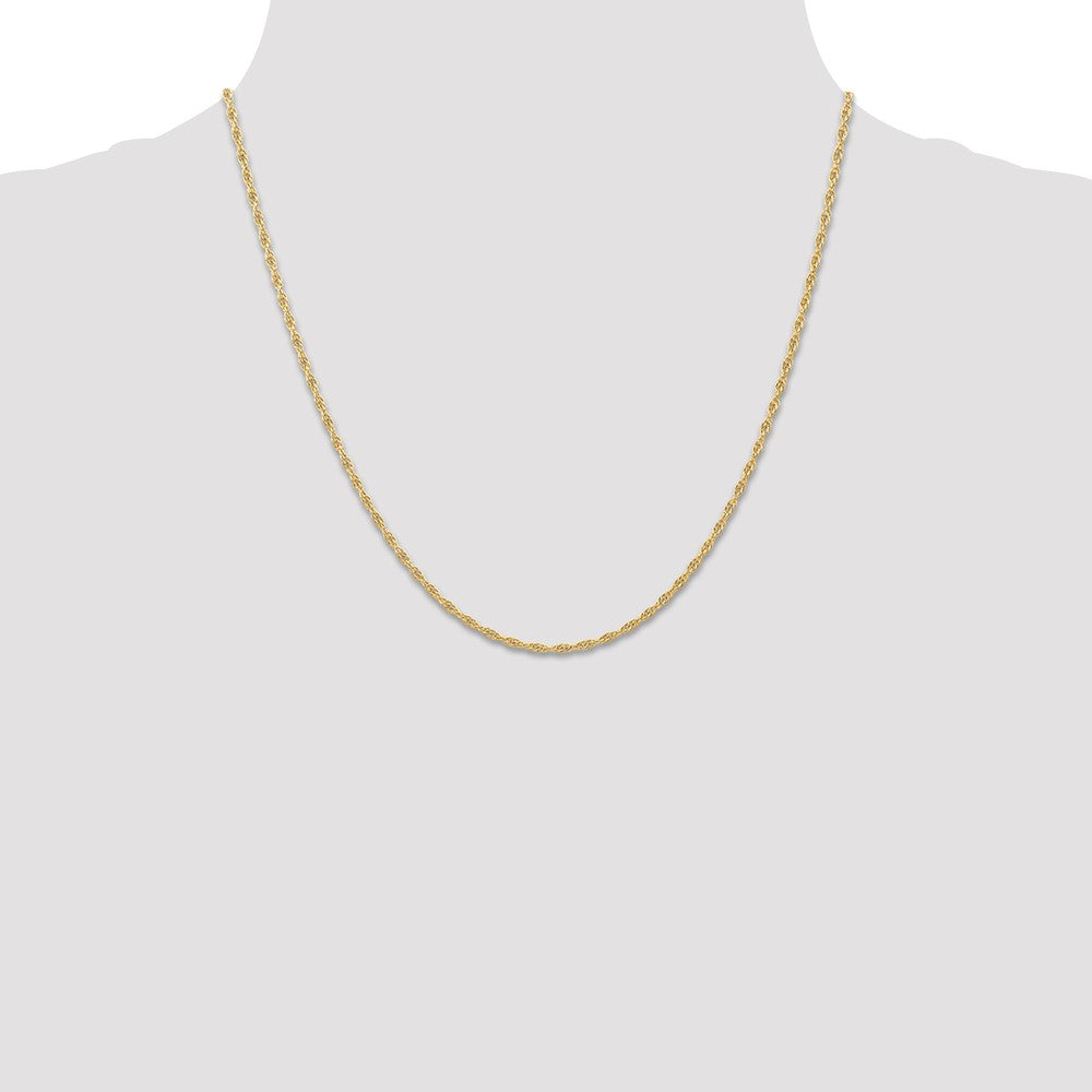 14K Yellow Gold 20 inch Carded 1.55mm Cable Rope with Spring Ring Clasp Chain Necklace