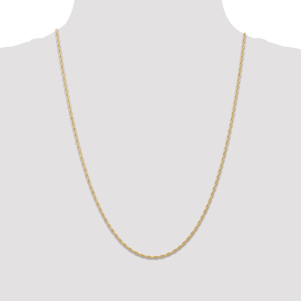 14K Yellow Gold 24 inch Carded 1.55mm Cable Rope with Spring Ring Clasp Chain Necklace