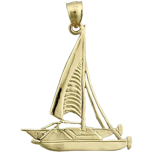 14K Gold Catamaran Sailboat Pendant