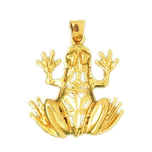 14K Gold Filigree Frog Pendant