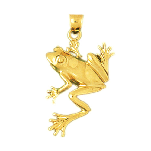 14K Gold 25MM Frog Pendant