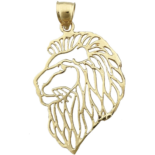 14K Gold Filigree Lion Head Pendant