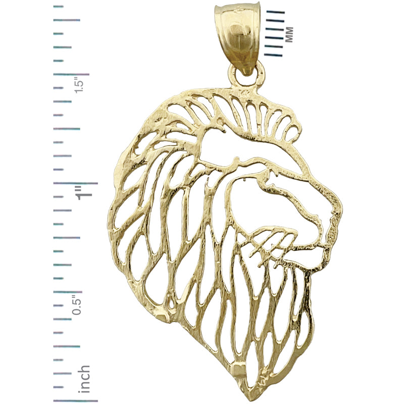 14K Gold Filigree Lion Head Pendant