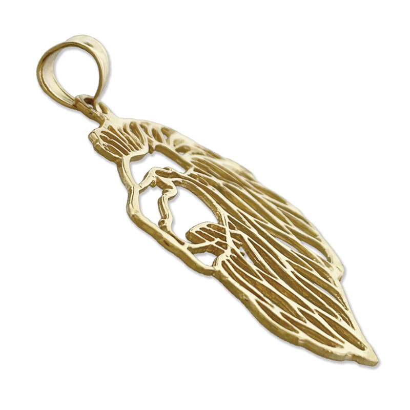 14K Gold Filigree Lion Head Pendant