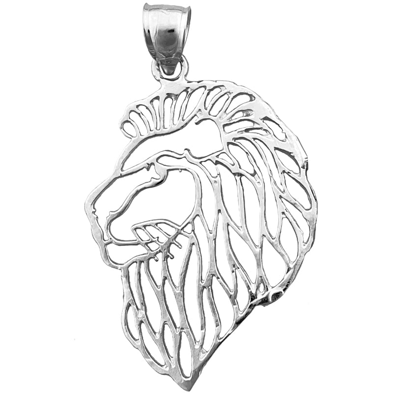 14K Gold Filigree Lion Head Pendant