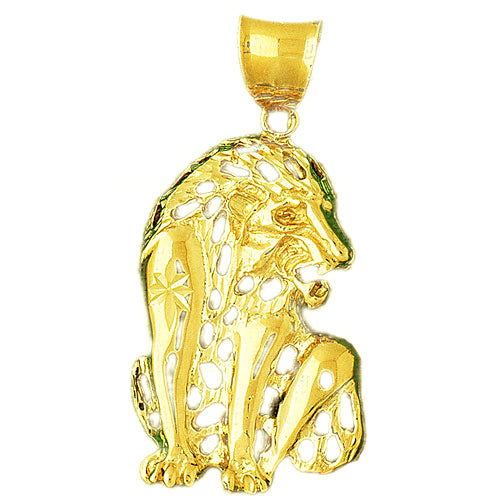 14K Gold Filigree Lion Pendant