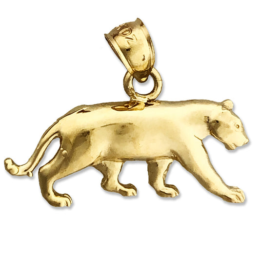 14K Gold Mountain Lion Cougar Pendant