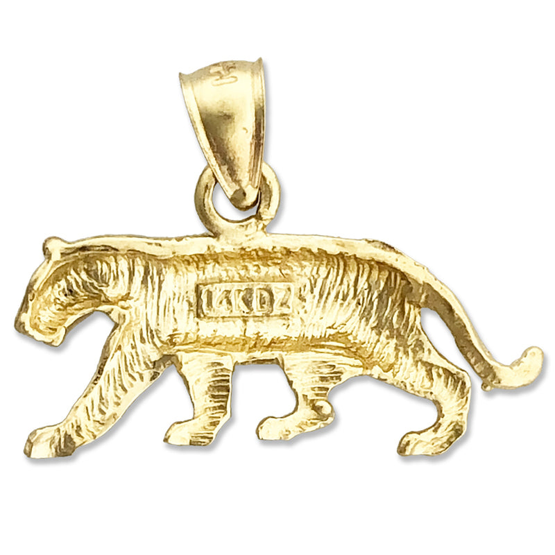 14K Gold Mountain Lion Cougar Pendant