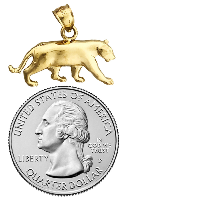 14K Gold Mountain Lion Cougar Pendant