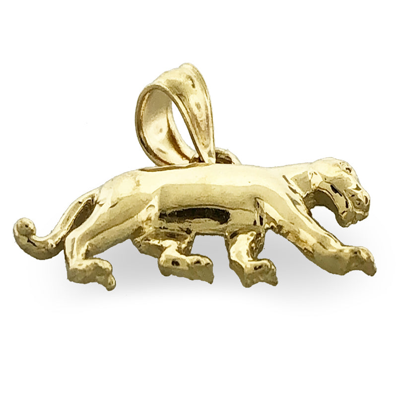 14K Gold Mountain Lion Cougar Pendant