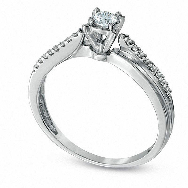 0.25 CT. T.W. Natural Diamond Crisscross Promise Ring in Solid 10K White Gold