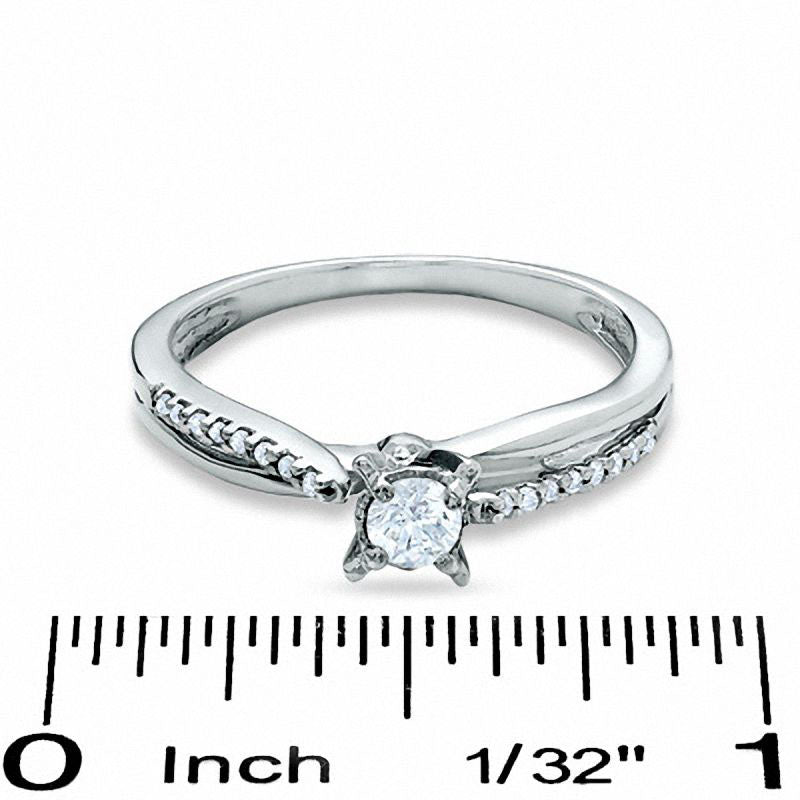 0.25 CT. T.W. Natural Diamond Crisscross Promise Ring in Solid 10K White Gold