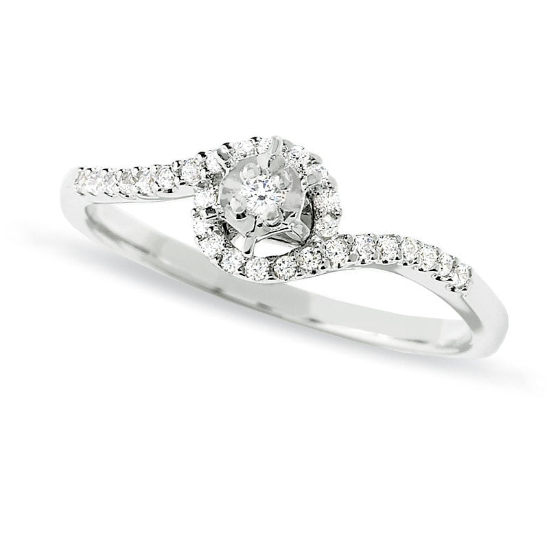 0.10 CT. T.W. Natural Diamond Bypass Promise Ring in Solid 10K White Gold