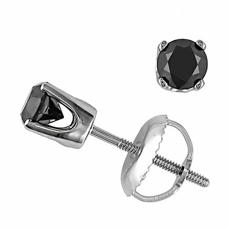 1 CT. T.W. Enhanced Black Diamond Stud Earrings in 14K White Gold