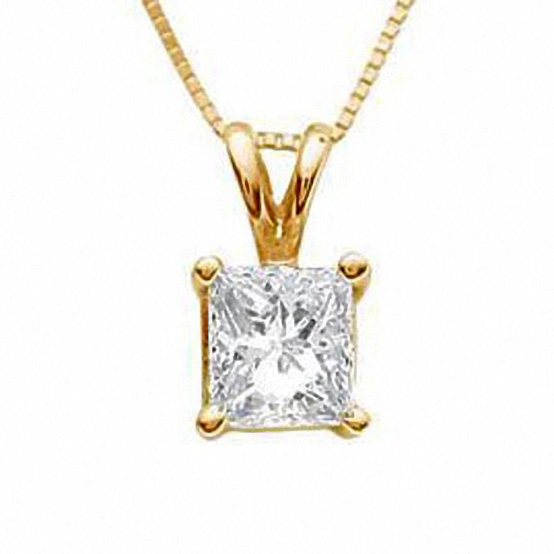 1 CT. Certified Princess-Cut Natural Clarity Enhanced Solitaire Pendant in 18K Gold (I/SI2)