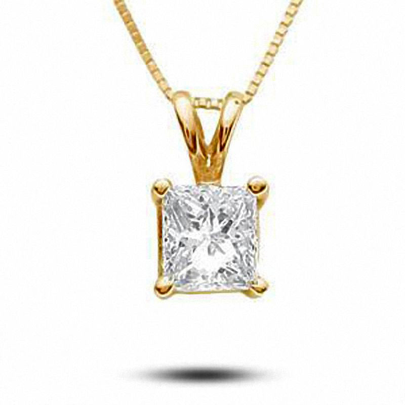 0.25 CT. Certified Princess-Cut Natural Clarity Enhanced Solitaire Pendant in 18K Gold (I/SI2)