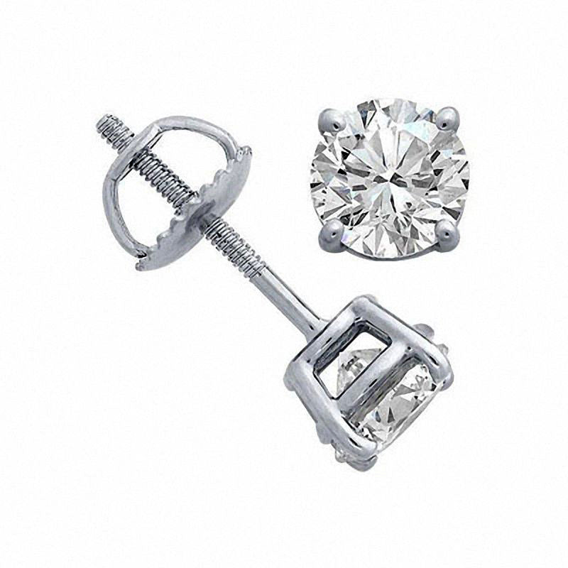 0.25 CT. T.W. Certified Diamond Solitaire Stud Earrings in 18K White Gold (I/VS2)