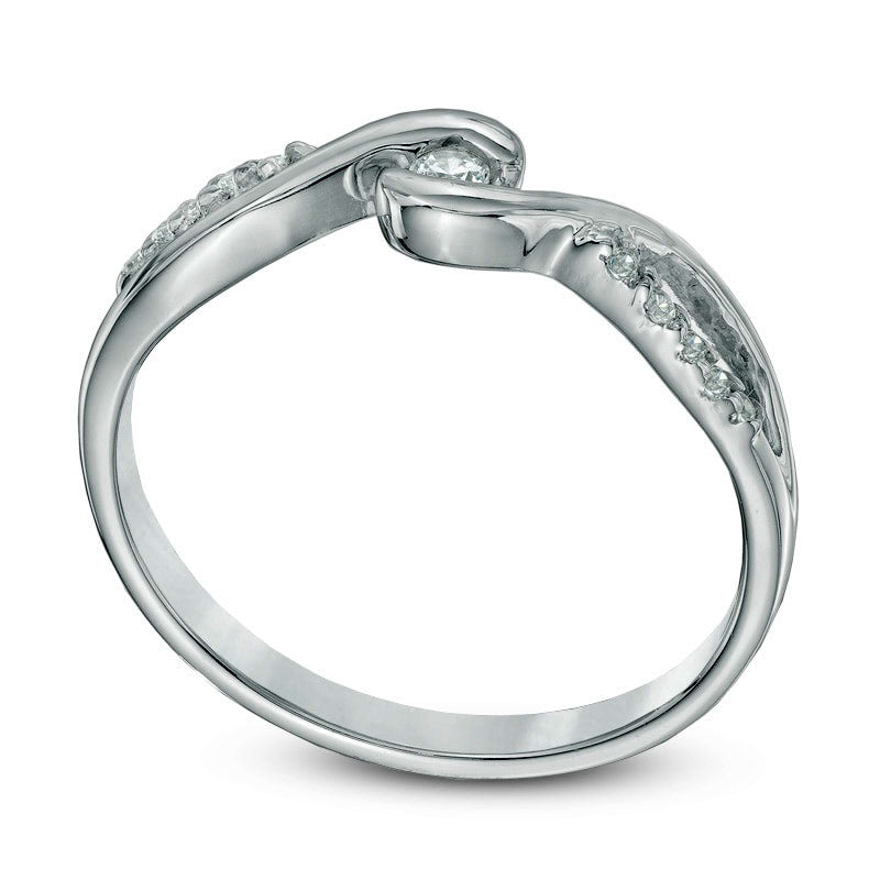 Natural Diamond Accent Swirl Promise Ring in Solid 10K White Gold