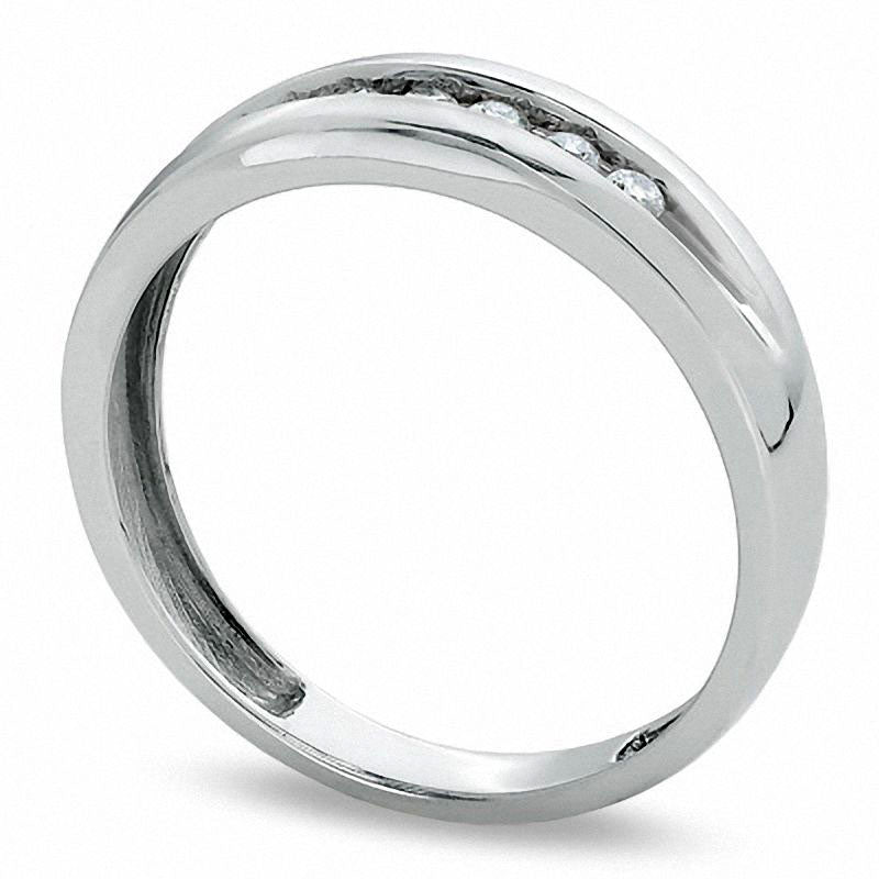 Men's 0.25 CT. T.W. Natural Diamond Wedding Band in Solid 10K White Gold